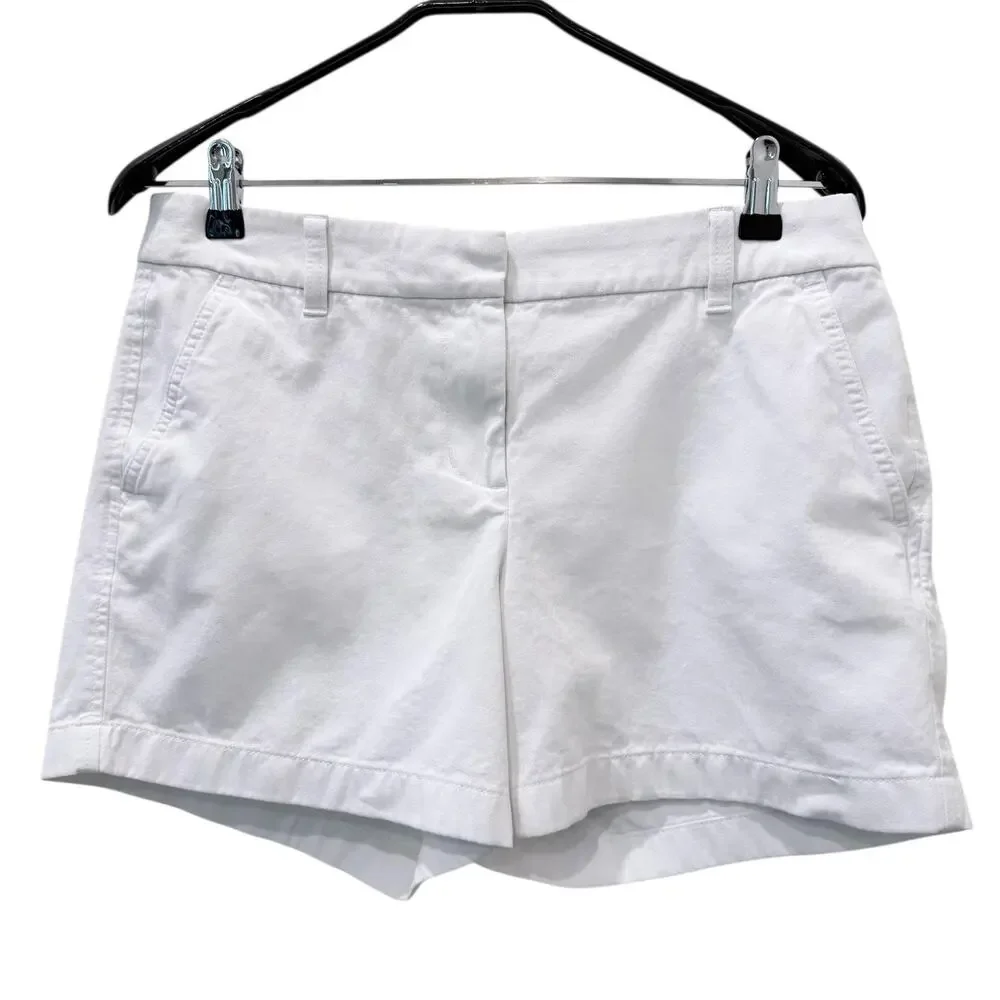 J.CREW Chino Shorts Womens 8 White Twill 3.5 Inseam Flat Front Casual Summer